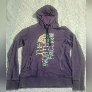The North Face Dark Purple Hoodie with Cheetah Print Multicolor Logo